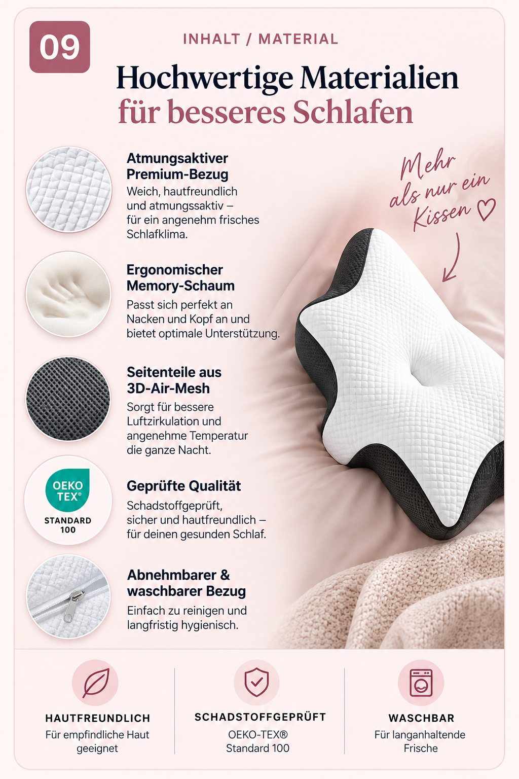 KAYZZ® Ergonomisches Nackenkissen – Memory Foam