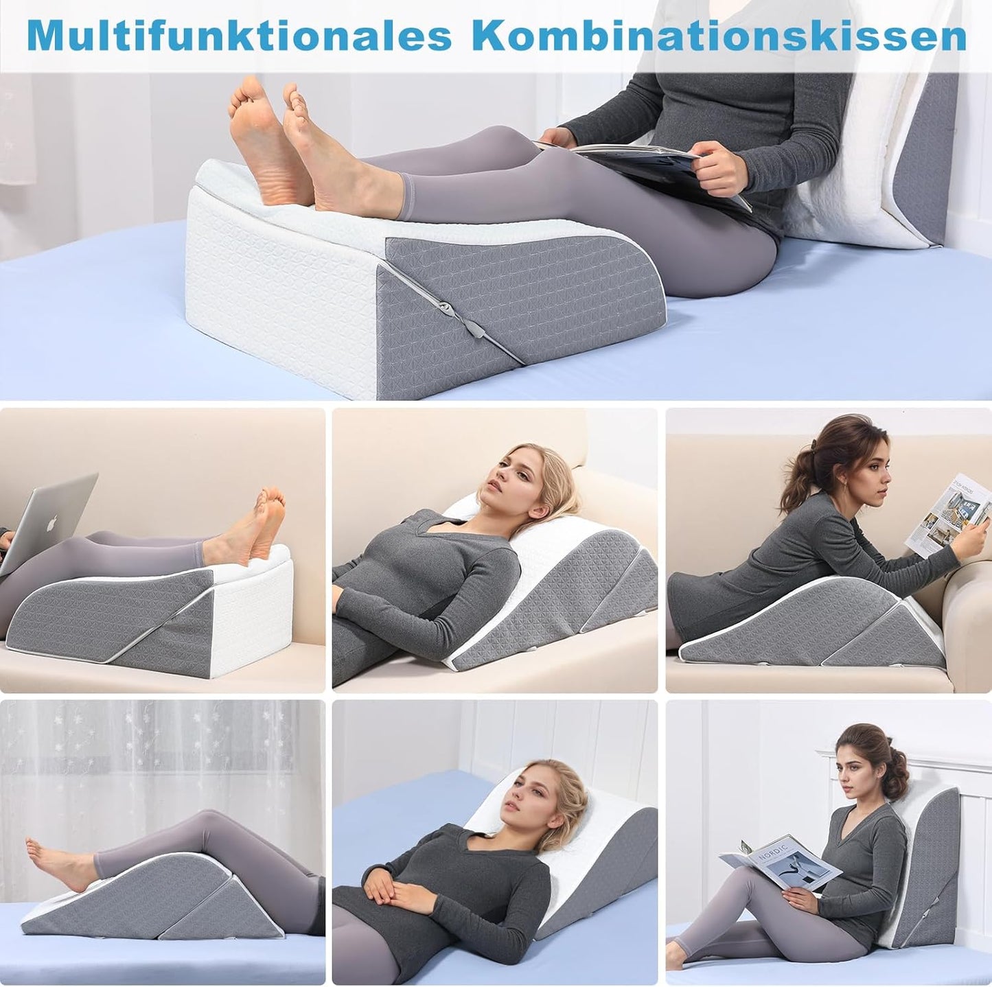 Multifunktionales Kombinationskissen – Keilkissen für Rücken, Beine & Entspannung
