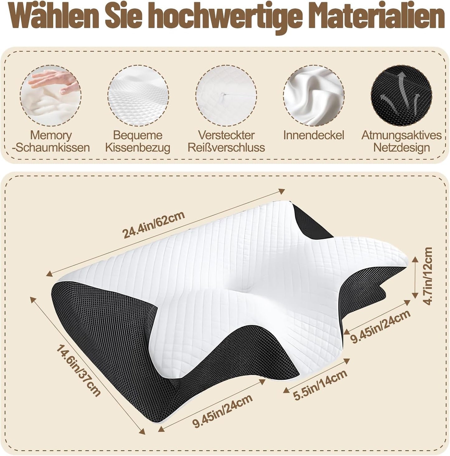 Ergonomisches Nackenkissen – Orthopädisches Memory-Foam Schlafkissen